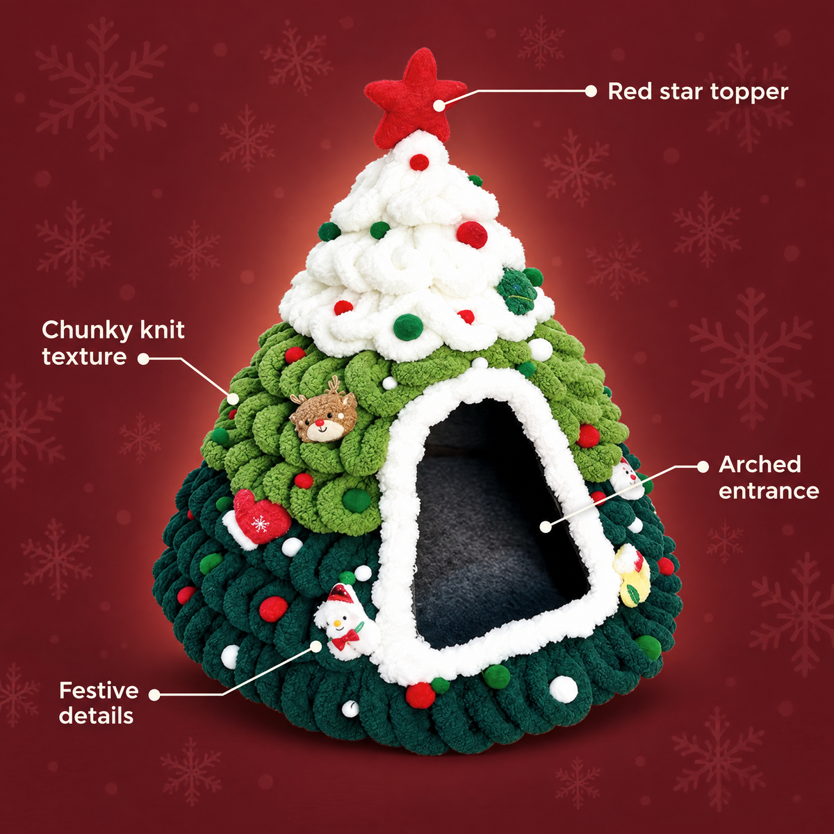 Cozy Christmas Tree Hideaway Pet Bed