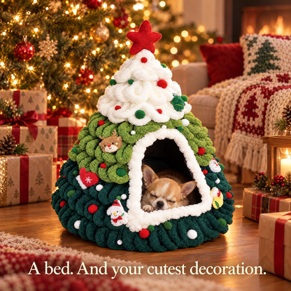 Cozy Christmas Tree Hideaway Pet Bed